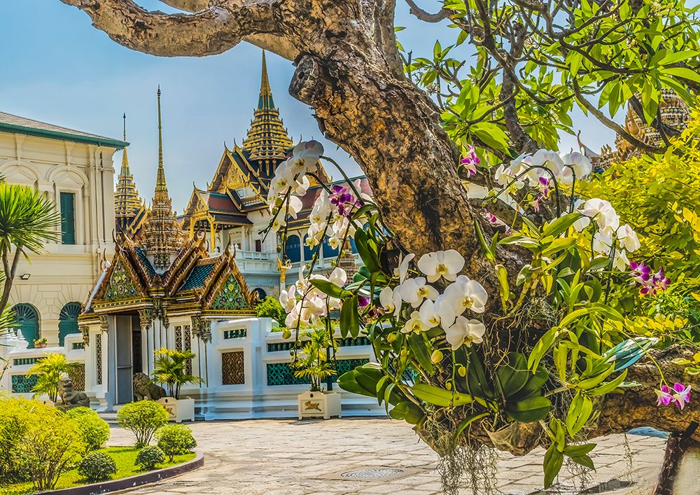 Colorful Grand Palace, Bangkok, Thailand. Palace was home of King of Thailand from 1782 to 1925